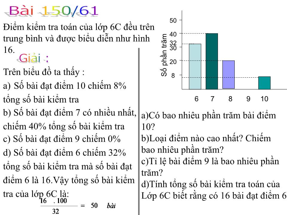 Bài giảng Đại số Lớp 6 - Tiết 102: Biểu đồ phần trăm - Lê Thị Hồng Hoa trang 8