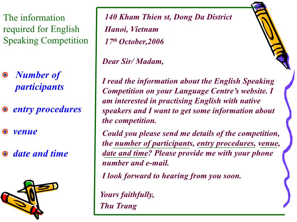 Bài giảng Tiếng Anh Lớp 11 - Unit 6: Competitions - Lesson 4: Writing trang 7