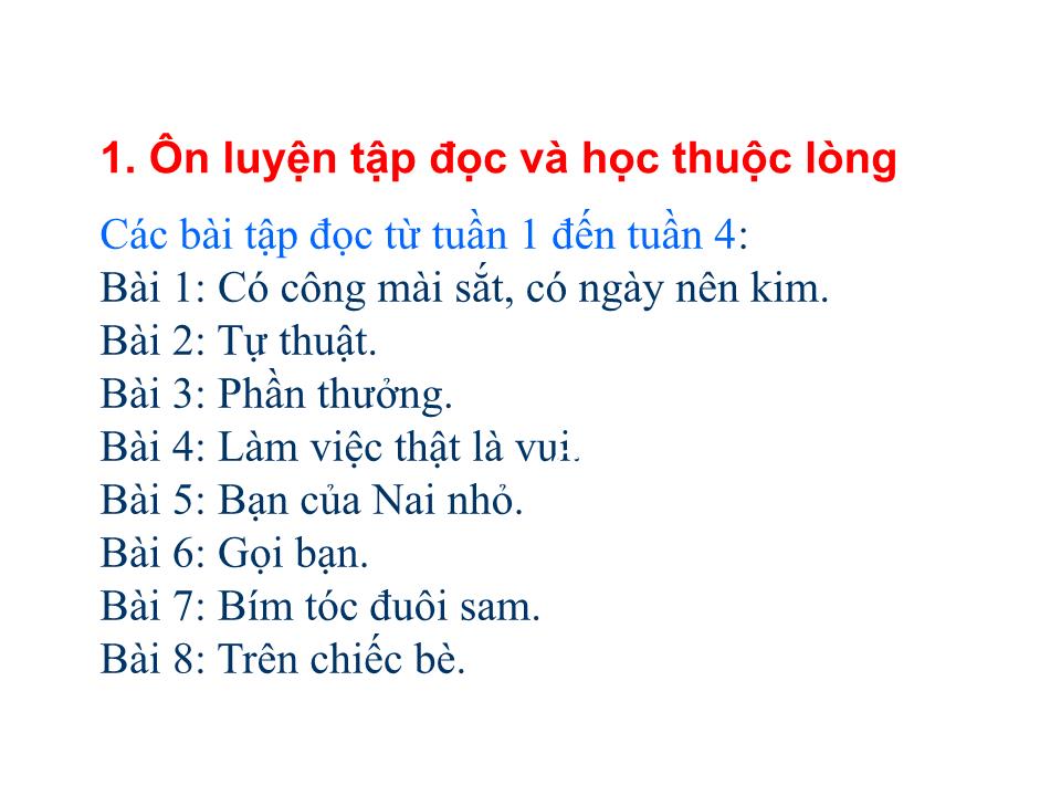 Bài giảng Tiếng Việt Lớp 2 - Ôn tập giữa học kì I (Tiết 2) trang 4