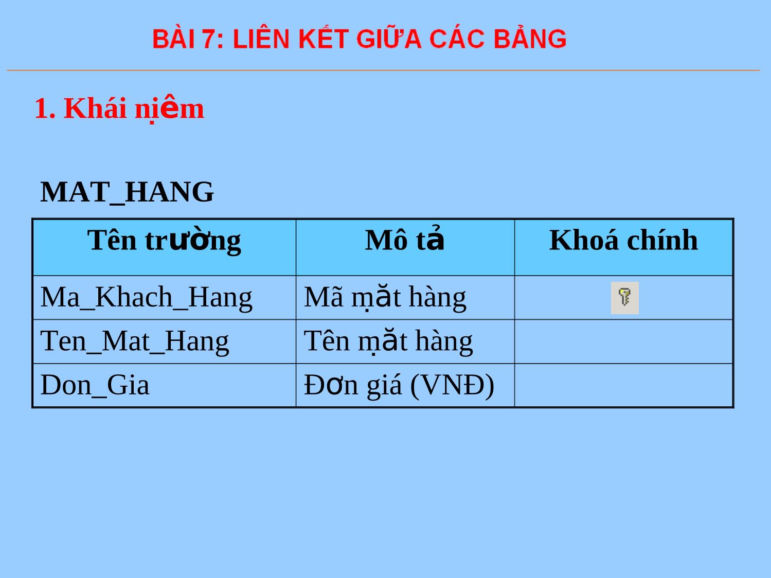 Bài giảng Tin học Lớp 12 - Bài 7: Liên kết giữa các bảng trang 6