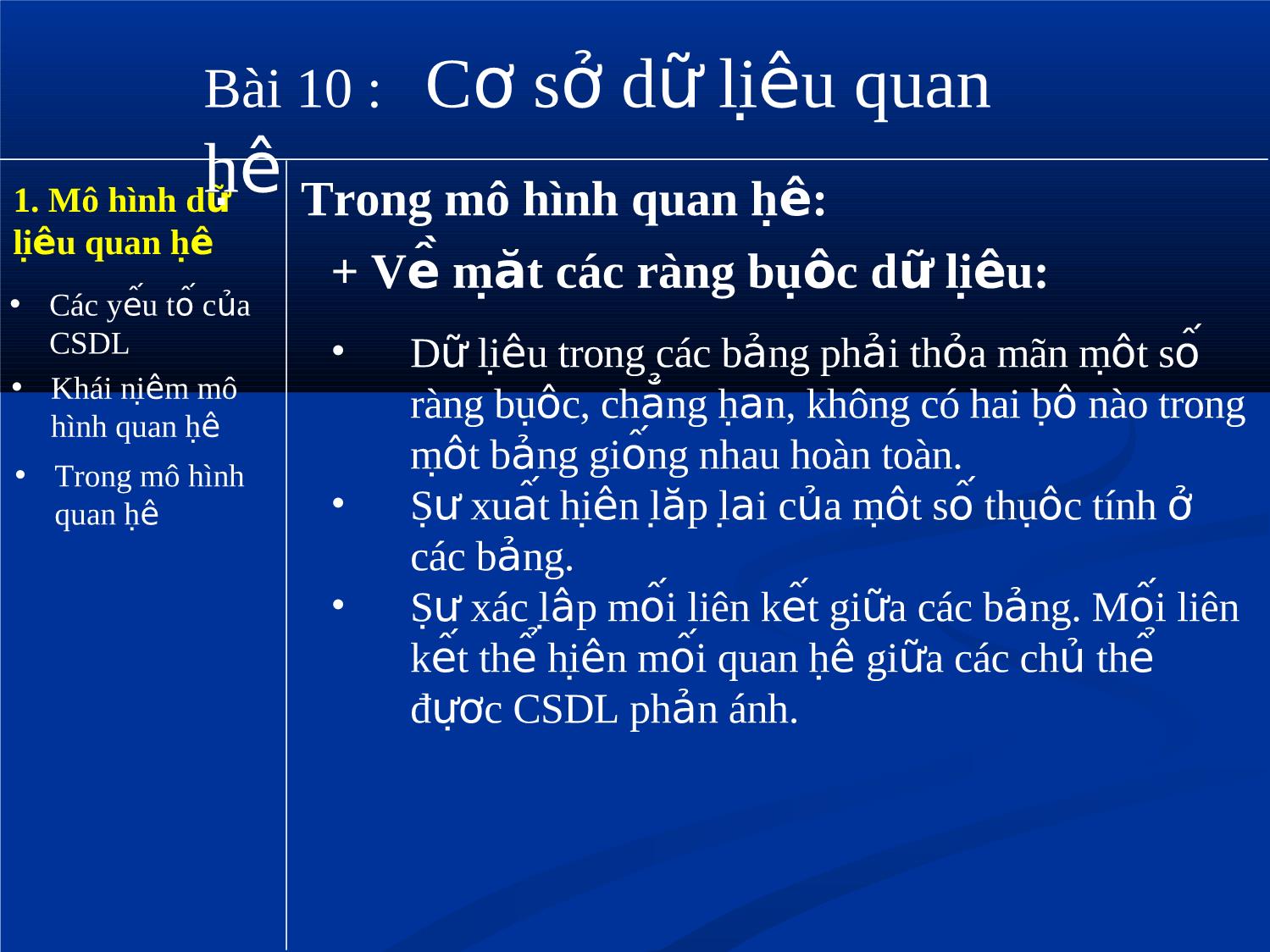 Bài giảng Tin học Lớp 12 - Bài 10: Cơ sở dữ liệu quan hệ trang 6