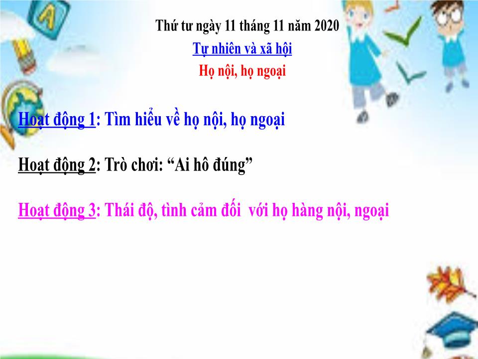 Bài giảng Tự nhiên và xã hội Lớp 3 - Họ nội, họ ngoại trang 3