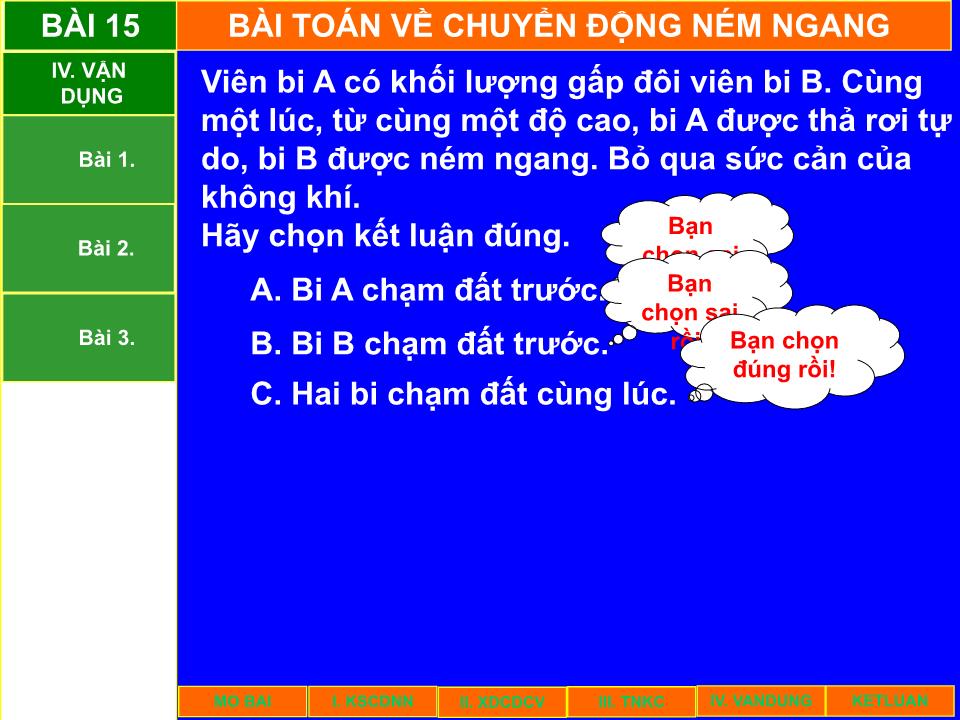 Bài giảng Vật lí Lớp 10 - Bài 15: Bài toán về chuyển động ném ngang trang 9