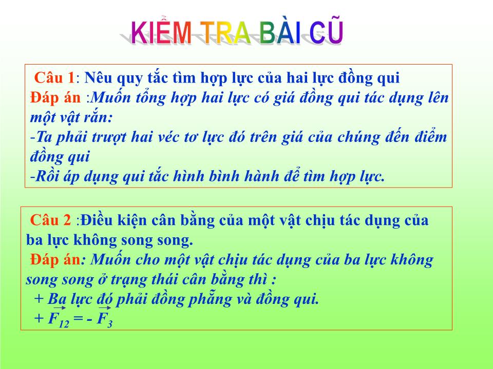 Bài giảng Vật lí Lớp 10 - Bài 18: Cân bằng vật có trục quay cố định. Momen lực trang 3