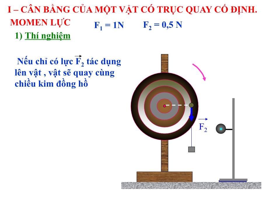 Bài giảng Vật lí Lớp 10 - Bài 18: Cân bằng vật có trục quay cố định. Momen lực trang 8