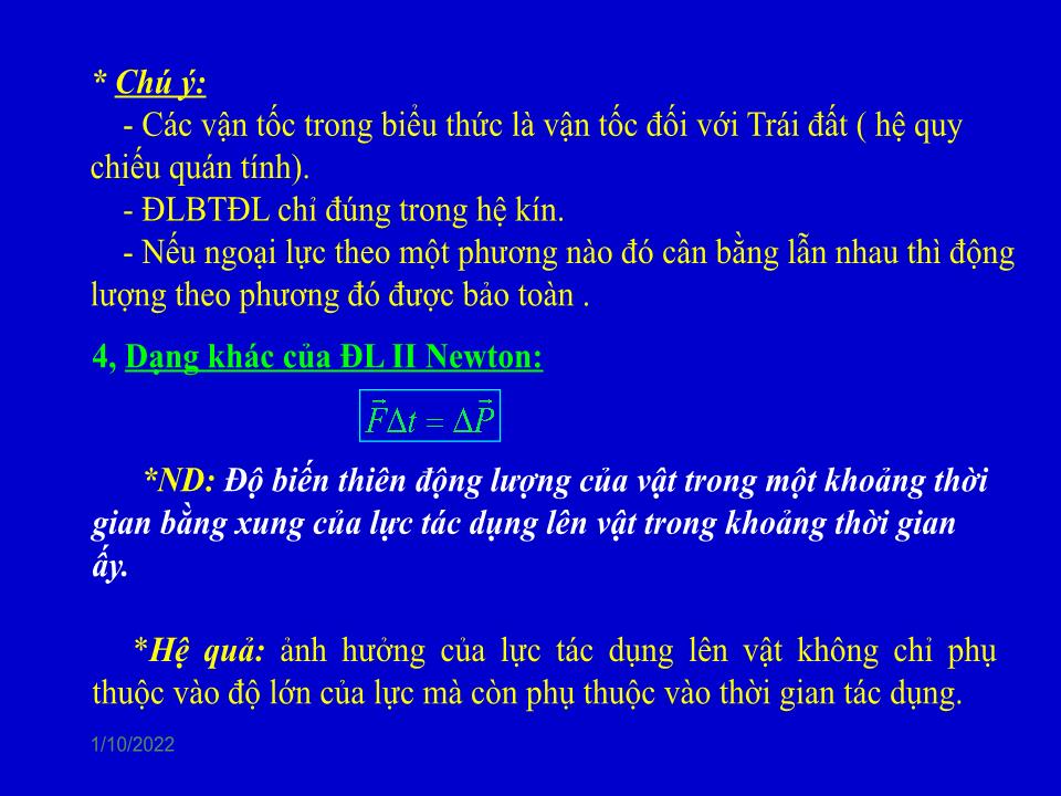 Bài giảng Vật lí Lớp 10 - Bài 23: Định luật bảo toàn động lượng trang 10