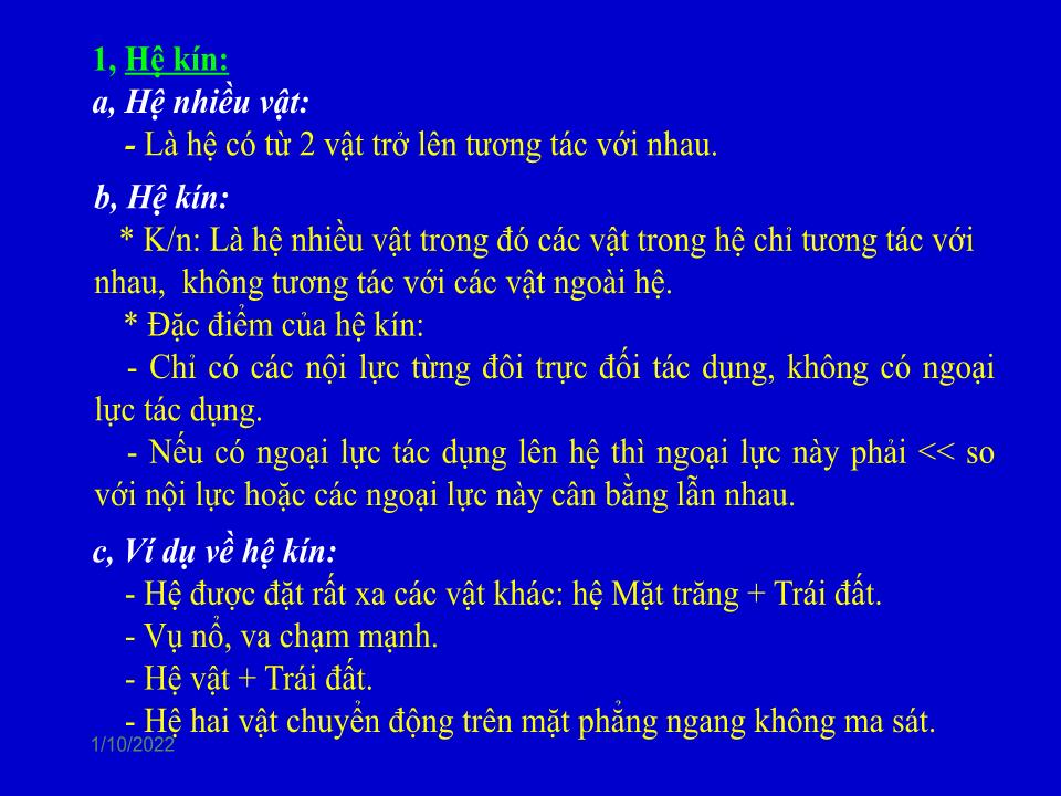 Bài giảng Vật lí Lớp 10 - Bài 23: Định luật bảo toàn động lượng trang 2