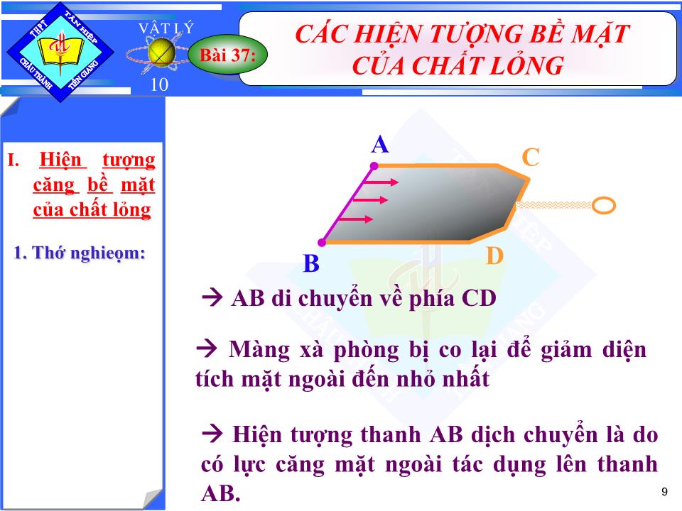 Bài giảng Vật lí Lớp 10 - Bài 37: Chất lỏng trang 9