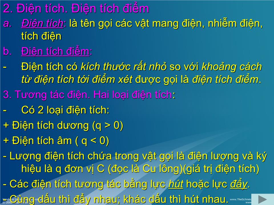 Bài giảng Vật lí Lớp 11 - Bài 1: Điện tích. Định luật Cu-lông trang 2