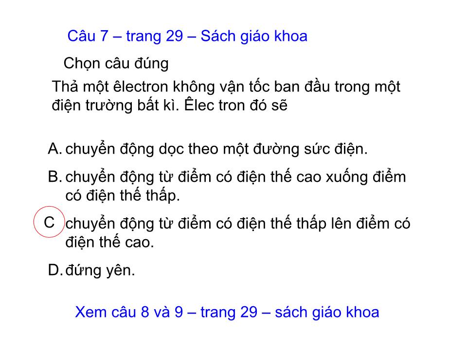 Bài giảng Vật lí Lớp 11 - Bài 5: Điện thế. Hiệu điện thế trang 8