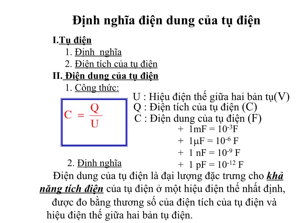 Bài giảng Vật lí Lớp 11 - Bài 6: Tụ điện trang 8