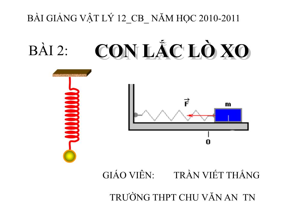 Bài giảng Vật lí Lớp 12 - Bài 2: Con lắc lò xo - Trần Viết Thắng trang 2