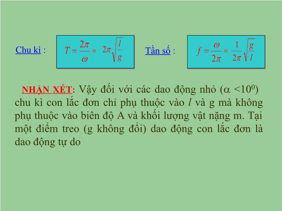 Bài giảng Vật lí Lớp 12 - Bài 3: Con lắc đơn - Tạ Trường Giang trang 10