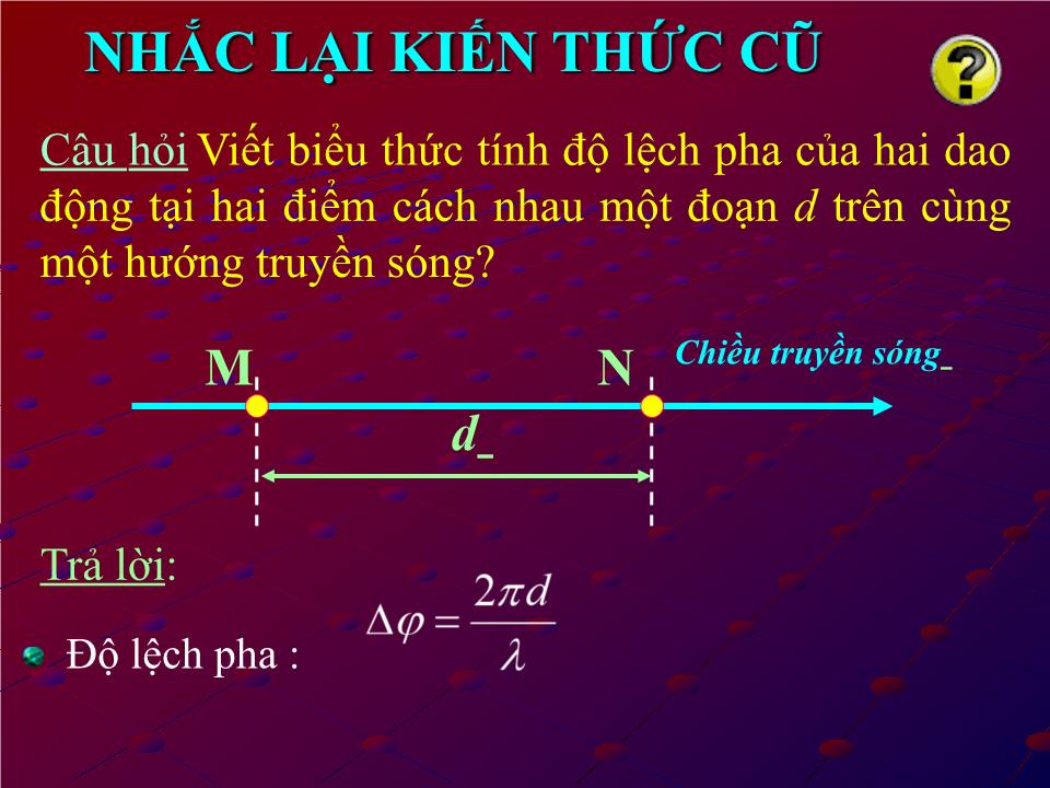 Bài giảng Vật lí Lớp 12 - Tiết 23: Sự phản xạ sóng sóng dừng trang 2