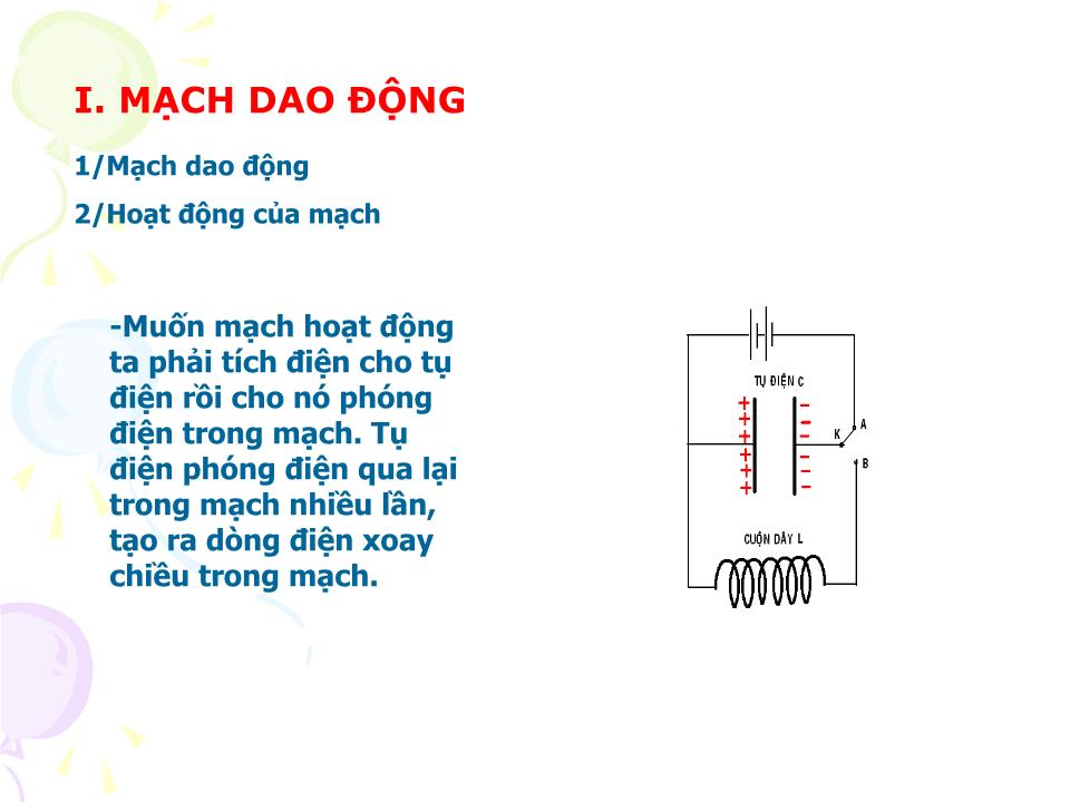 Bài giảng Vật lí Lớp 12 - Bài 20: Mạch dao động trang 6