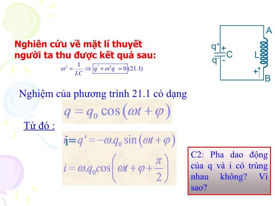 Bài giảng Vật lí Lớp 12 - Bài 20: Mạch dao động trang 9