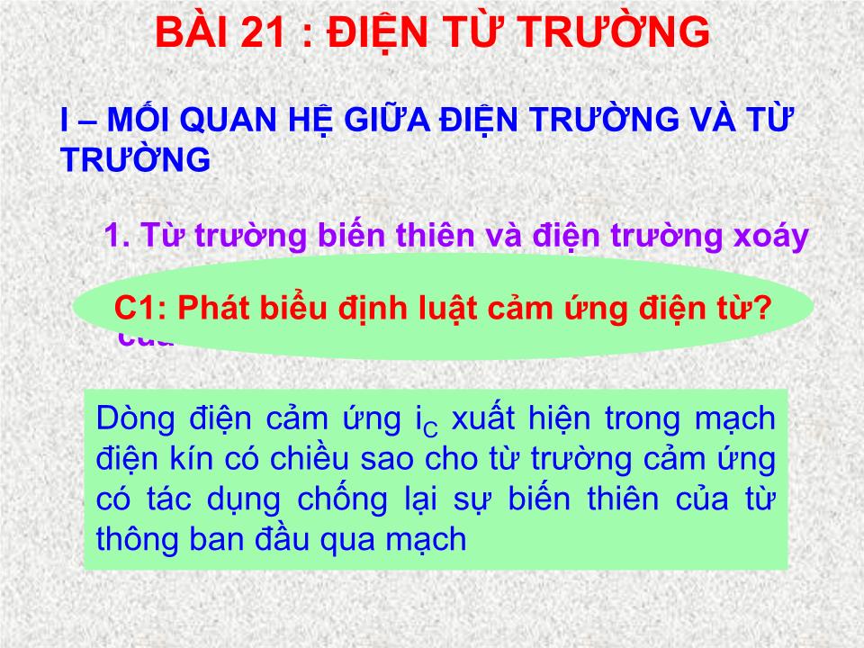 Bài giảng Vật lí Lớp 12 - Bài 21: Điện từ trường trang 6