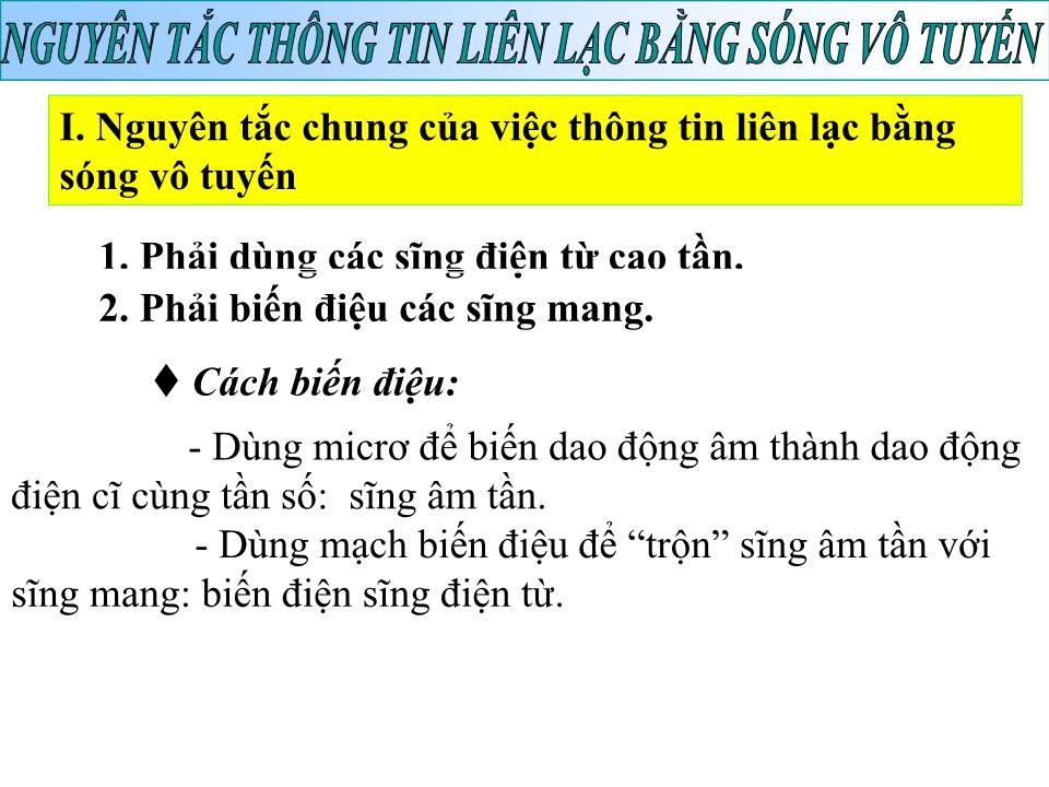 Bài giảng Vật lí Lớp 12 - Bài 23: Nguyên tắc thông tin liên lạc bằng sóng vô tuyến trang 4