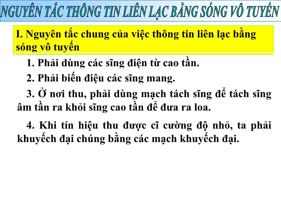 Bài giảng Vật lí Lớp 12 - Bài 23: Nguyên tắc thông tin liên lạc bằng sóng vô tuyến trang 6