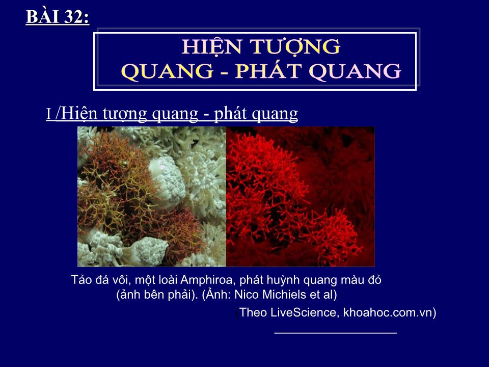 Bài giảng Vật lí Lớp 12 - Bài 32: Hiện tượng quang. Phát quang trang 9