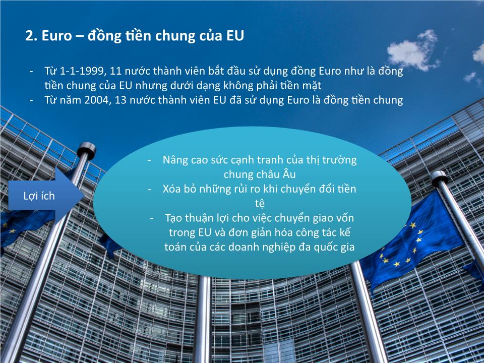 Bài giảng Địa lí Lớp 11 - Bài 7: EU. Hợp tác, liên kết để cùng phát triển trang 9