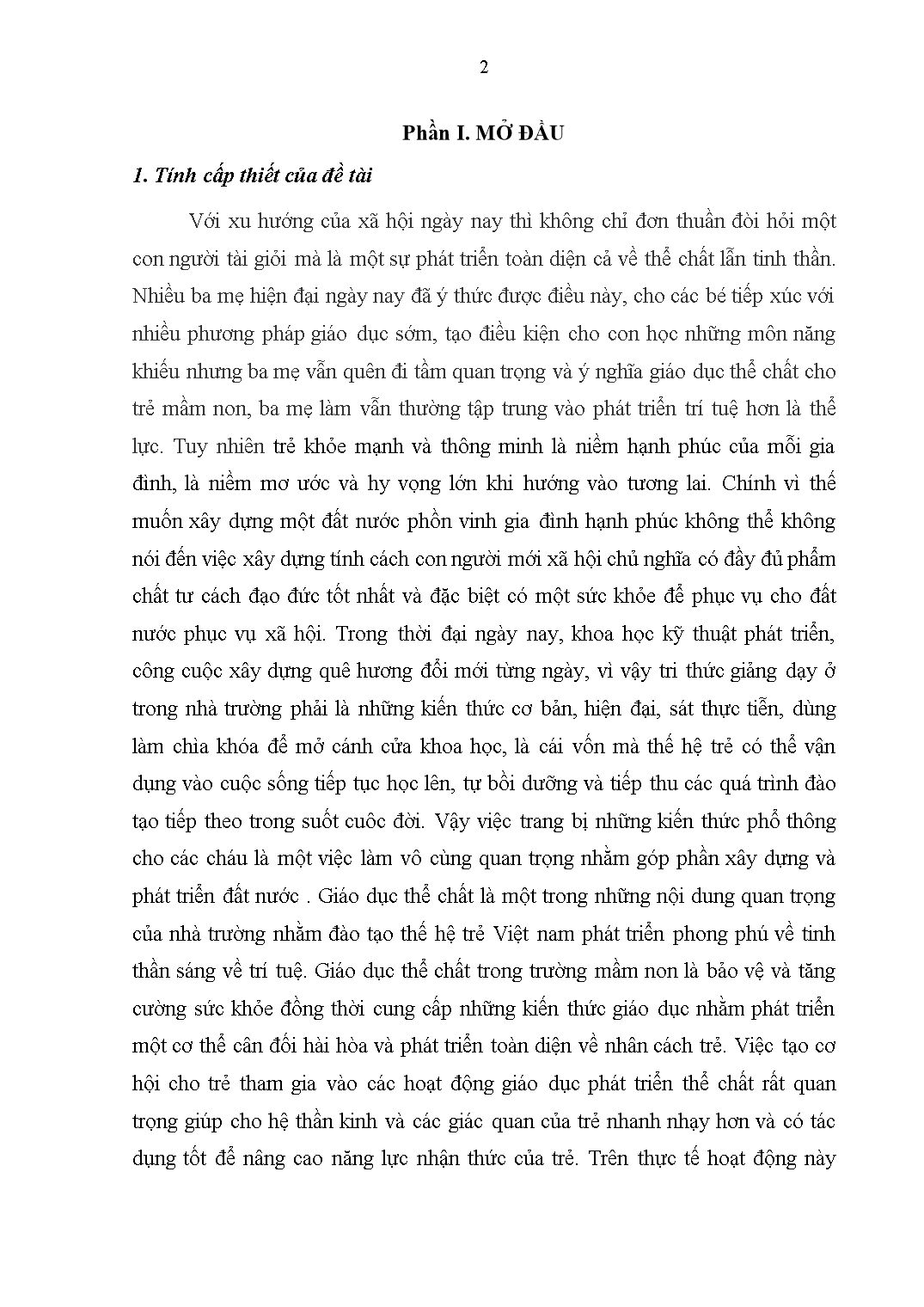 Sáng kiến kinh nghiệm Một số biện pháp tổ chức hoạt động thể chất nhằm nâng cao tính tích cực vận động cho trẻ mẫu giáo 5-6 tuổi trang 2