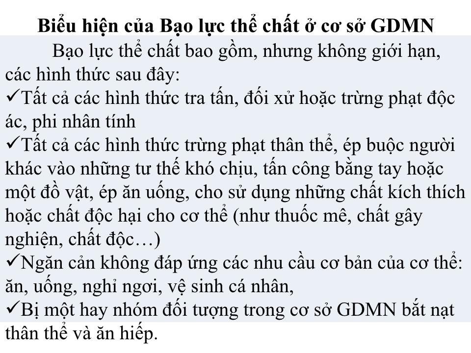 Bài thu hoạch bồi dưỡng thường xuyên module giáo viên mầm non 31: PPhòng chống bạo lực học đường ở các cơ sở giáo dục mầm non trang 6