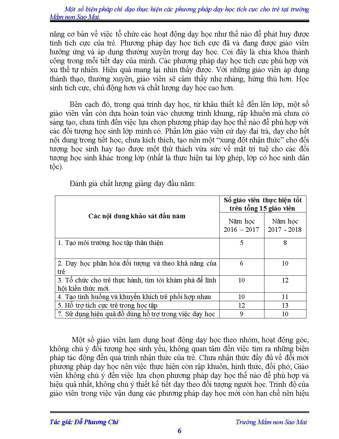 Sáng kiến kinh nghiệm Một số biện pháp chỉ đạo thực hiện các phương pháp dạy học tích cực cho trẻ trang 6