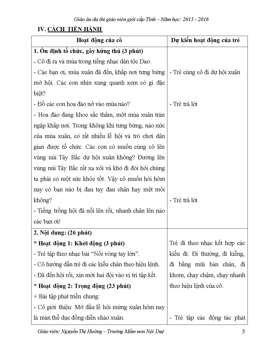 Giáo án Lớp Lá phần Lĩnh vực phát triển thể chất - Tết và mùa xuân - Ném trúng đích thẳng đứng. Trò chơi vận động: Nhảy bao bố trang 3