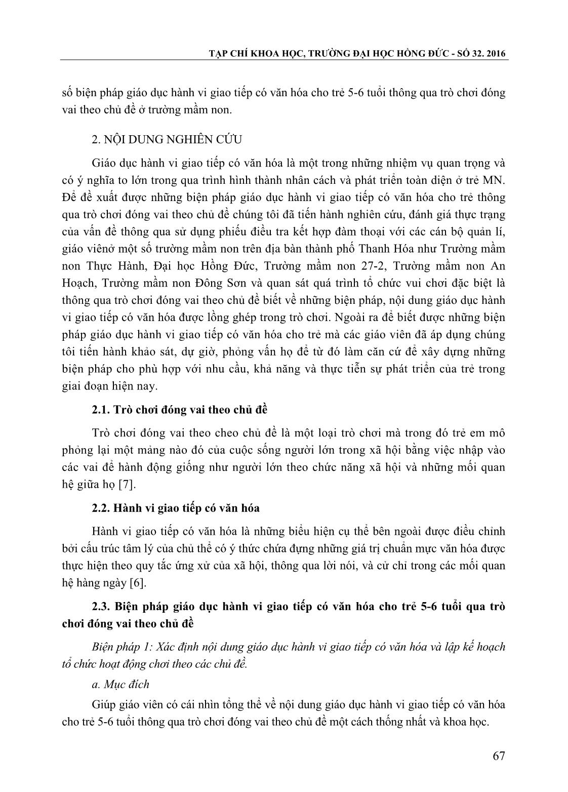 Giáo dục hành vi giao tiếp có văn hóa cho trẻ 5-6 tuổi thông qua trò chơi đóng vai theo chủ đề ở trường mầm non trang 2