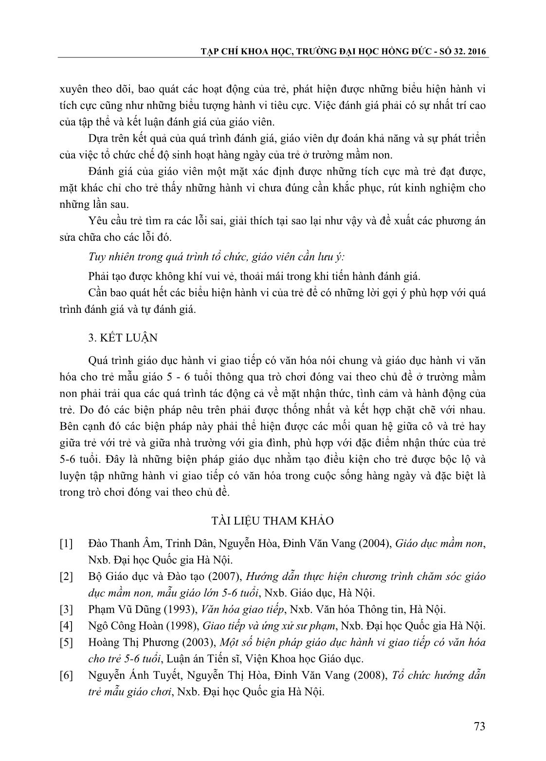 Giáo dục hành vi giao tiếp có văn hóa cho trẻ 5-6 tuổi thông qua trò chơi đóng vai theo chủ đề ở trường mầm non trang 8