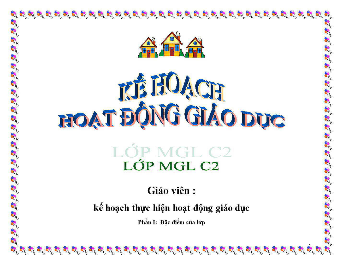 Kế hoạch Hoạt động giáo dục Lớp Lá trang 1