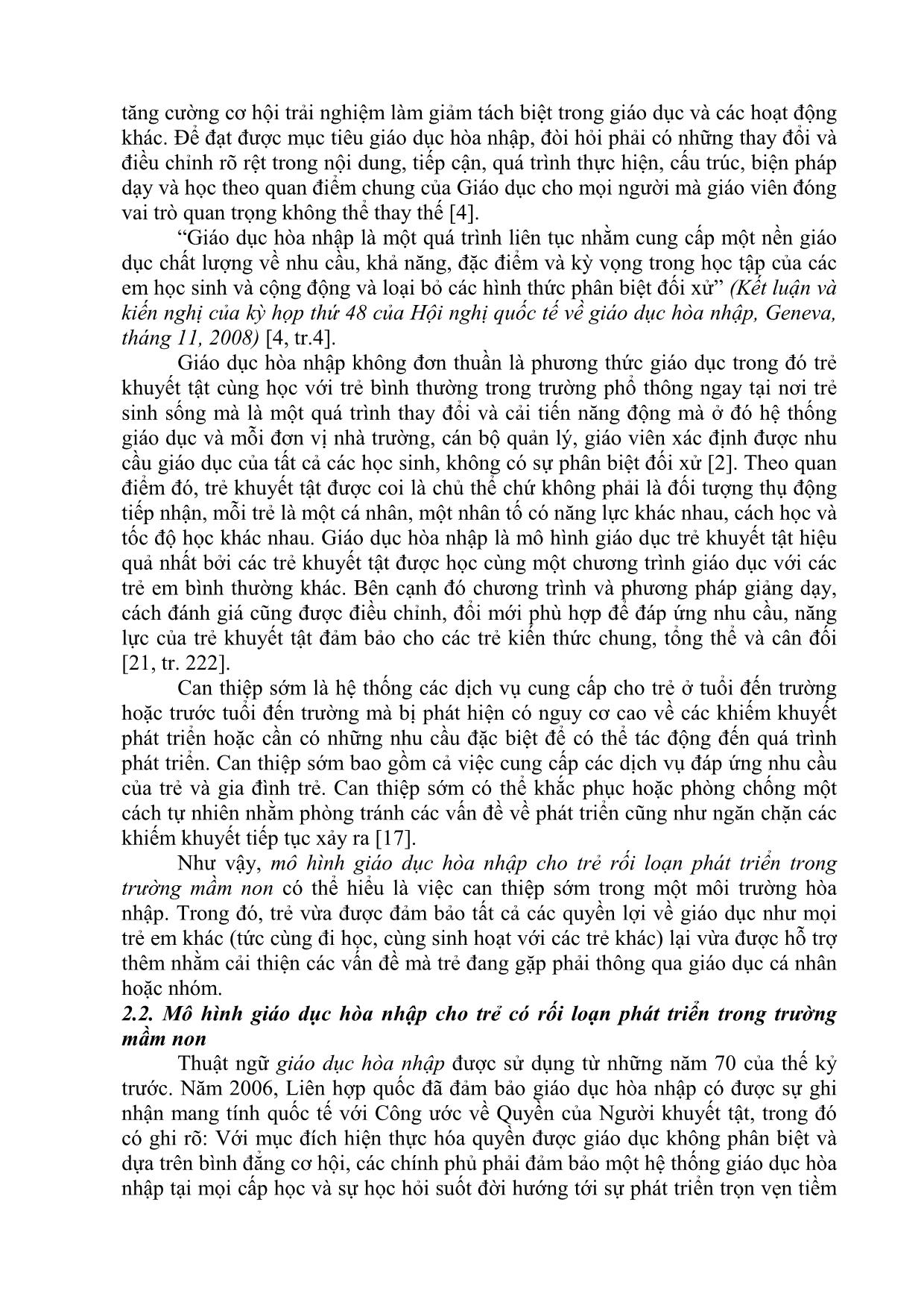 Nghiên cứu về mô hình giáo dục hòa nhập cho trẻ rối loạn phát triển trong trường mầm non trang 4