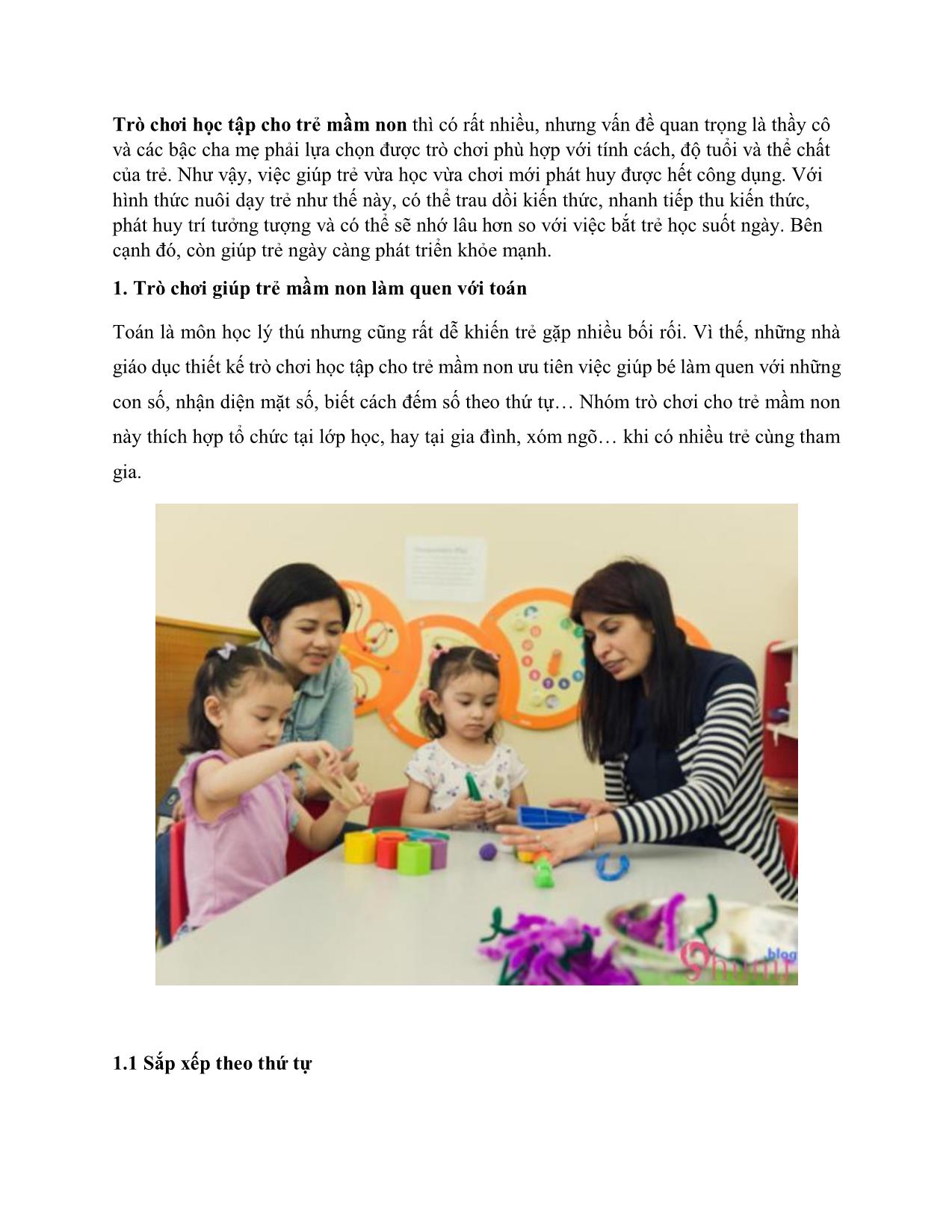 Tổng hợp những trò chơi học tập cho trẻ mầm non phát triển toàn diện trang 2