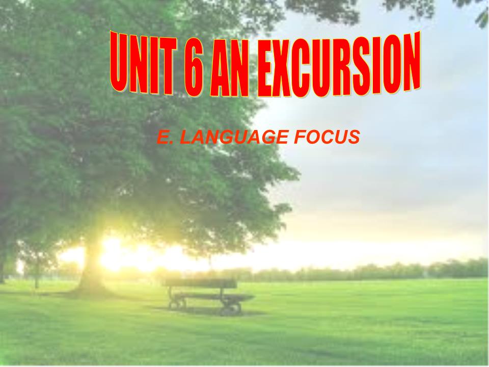 Bài giảng Tiếng Anh Lớp 10 - Unit 6: An excursion - Lesson E: Langugage focus trang 4