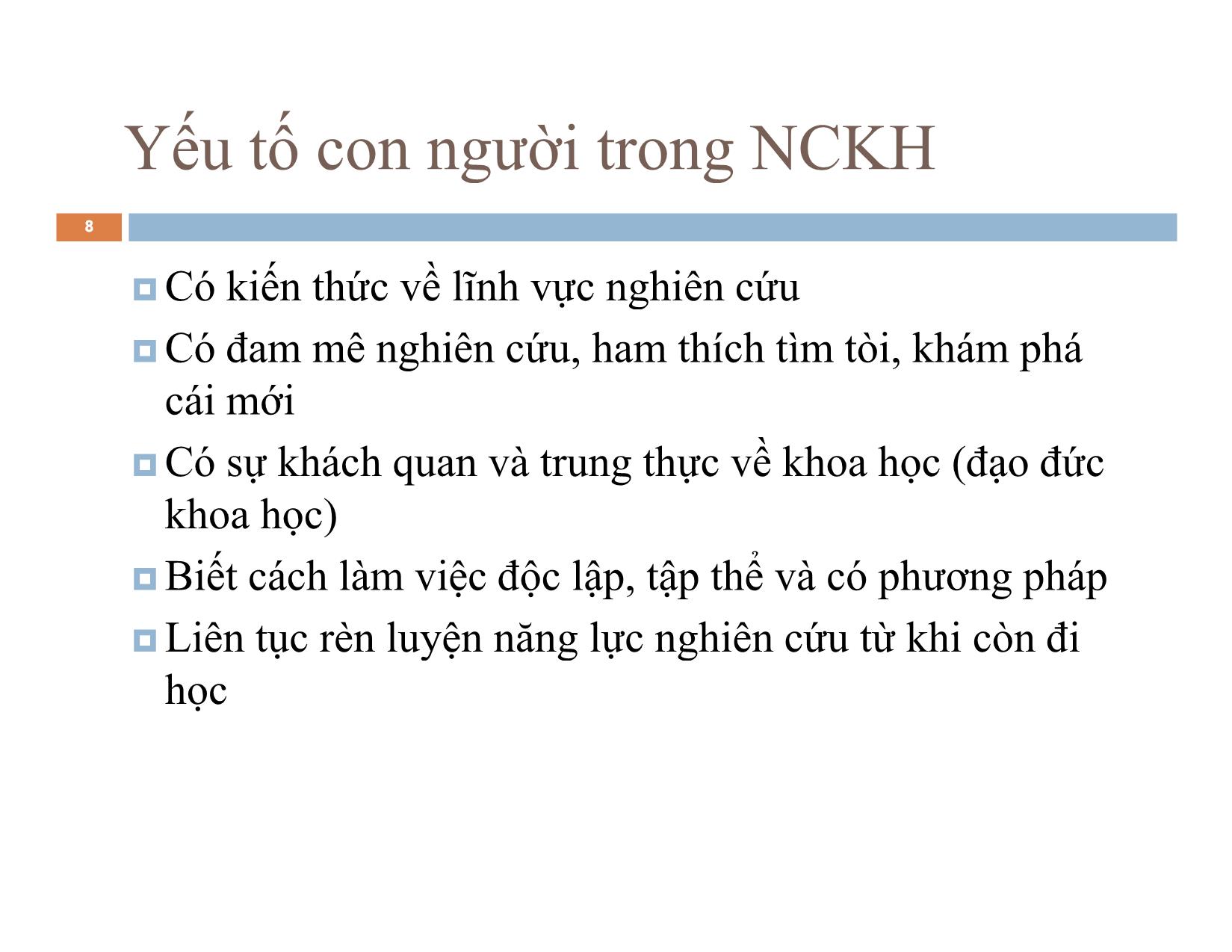 Bài giảng môn Phương pháp nghiên cứu khoa học trang 8