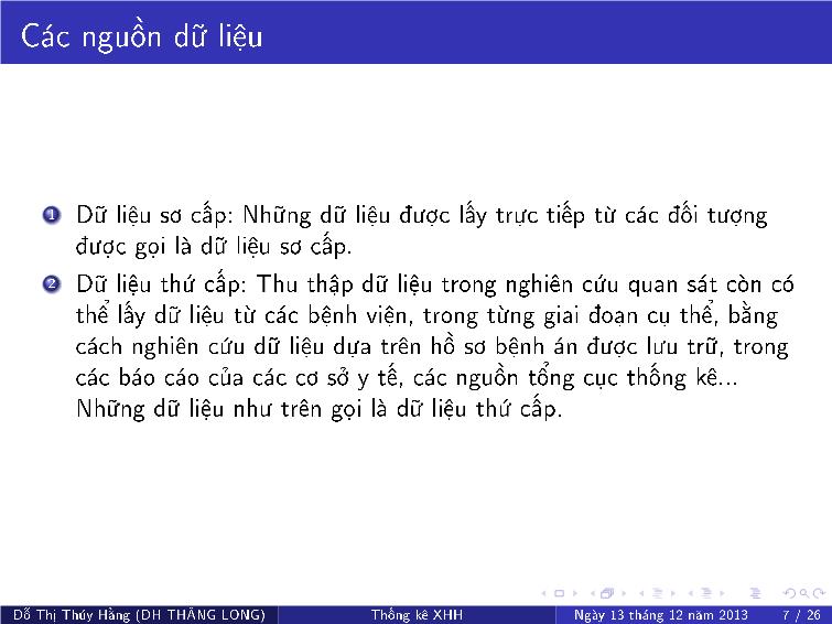 Bài giảng Thống kê xã hội - Chương II: Thu thập dữ liệu trang 10