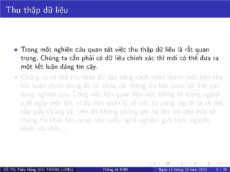 Bài giảng Thống kê xã hội - Chương II: Thu thập dữ liệu trang 6