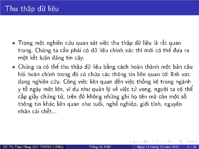 Bài giảng Thống kê xã hội - Chương II: Thu thập dữ liệu trang 7