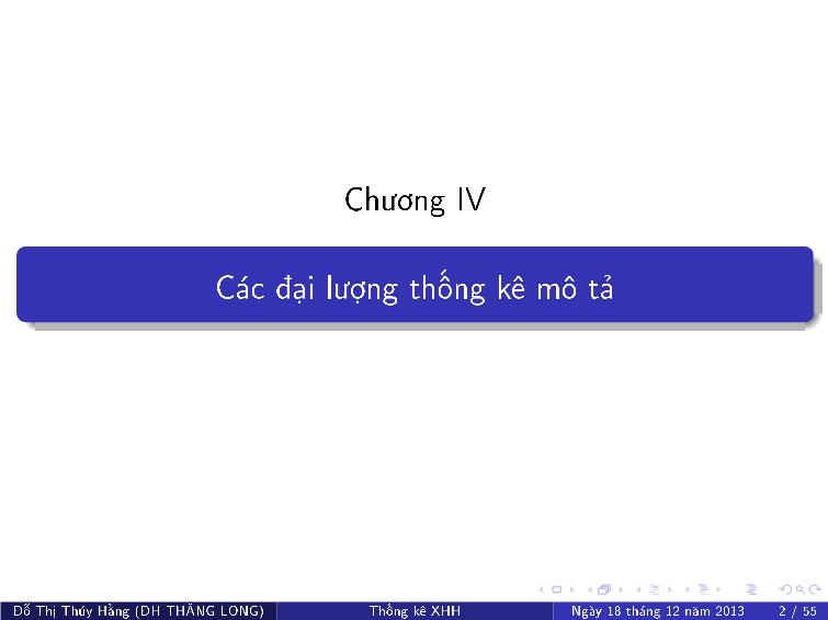 Bài giảng Thống kê xã hội - Chương IV: Các đại lượng thống kê trang 2