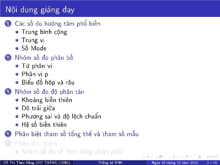 Bài giảng Thống kê xã hội - Chương IV: Các đại lượng thống kê trang 6