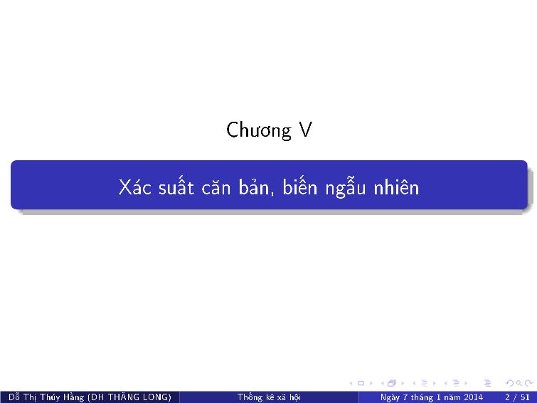 Bài giảng Thống kê xã hội - Chương V: Xác suất căn bản, biến ngẫu nhiên trang 2