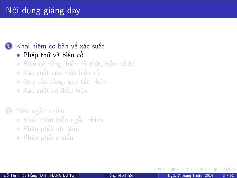 Bài giảng Thống kê xã hội - Chương V: Xác suất căn bản, biến ngẫu nhiên trang 4