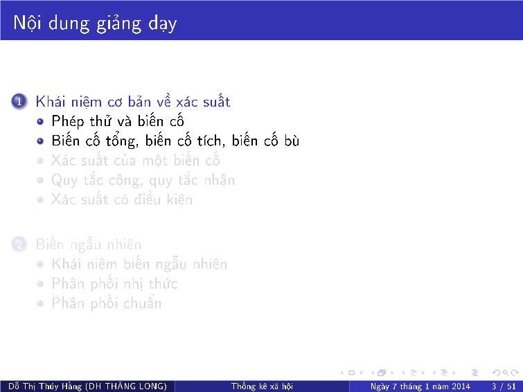 Bài giảng Thống kê xã hội - Chương V: Xác suất căn bản, biến ngẫu nhiên trang 5