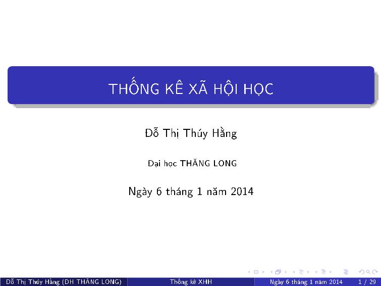 Bài giảng Thống kê xã hội - Chương VI: Phân phối của các tham số mẫu và khoảng tin cậy cho các tham số tổng thể trang 1