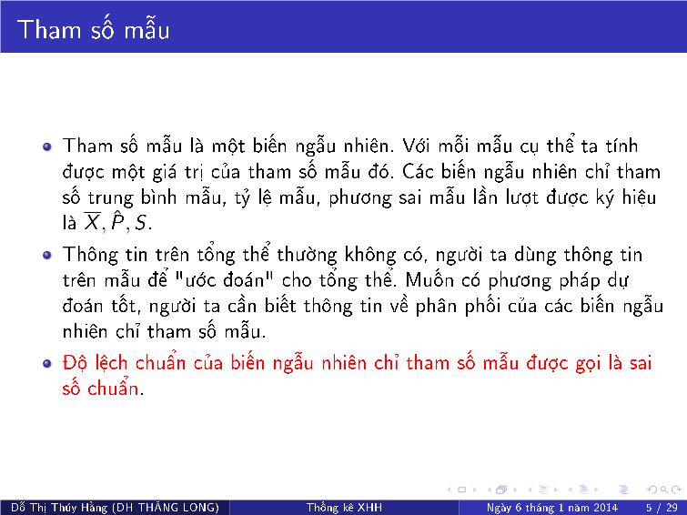 Bài giảng Thống kê xã hội - Chương VI: Phân phối của các tham số mẫu và khoảng tin cậy cho các tham số tổng thể trang 6