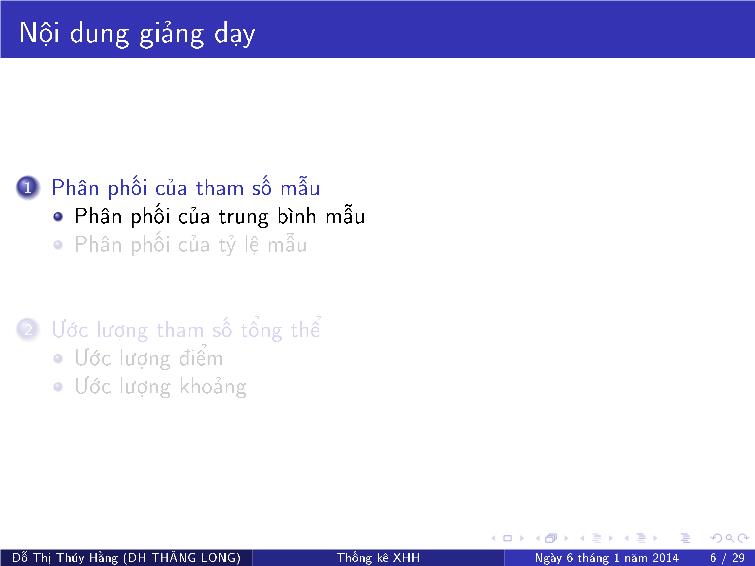 Bài giảng Thống kê xã hội - Chương VI: Phân phối của các tham số mẫu và khoảng tin cậy cho các tham số tổng thể trang 7