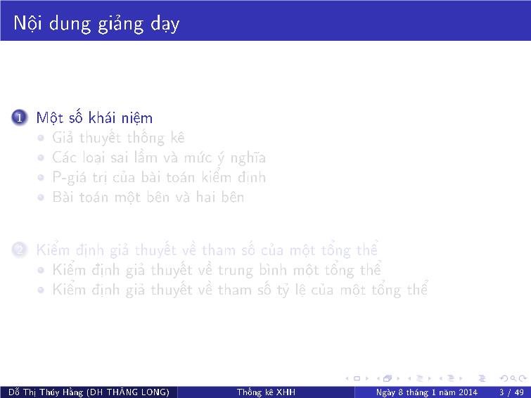 Bài giảng Thống kê xã hội - Chương VII: Kiểm định giả thuyết về tham số tổng thể trang 3