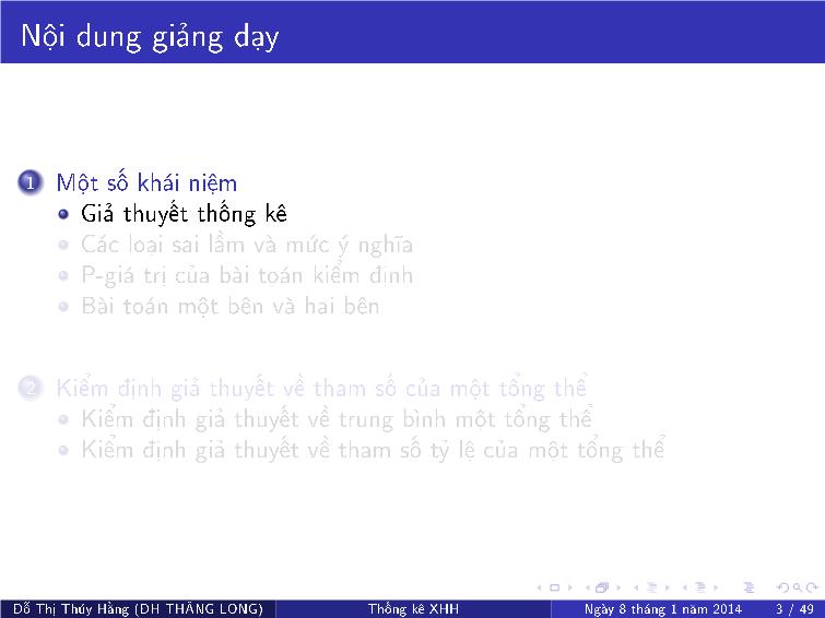 Bài giảng Thống kê xã hội - Chương VII: Kiểm định giả thuyết về tham số tổng thể trang 4