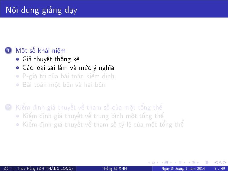 Bài giảng Thống kê xã hội - Chương VII: Kiểm định giả thuyết về tham số tổng thể trang 5